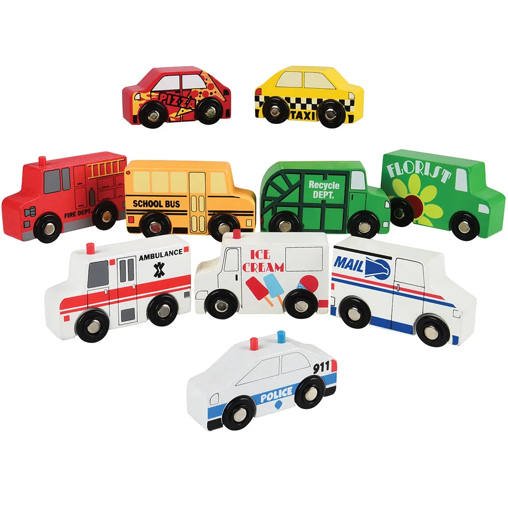 10-Piece Wooden Community Vehicle Set