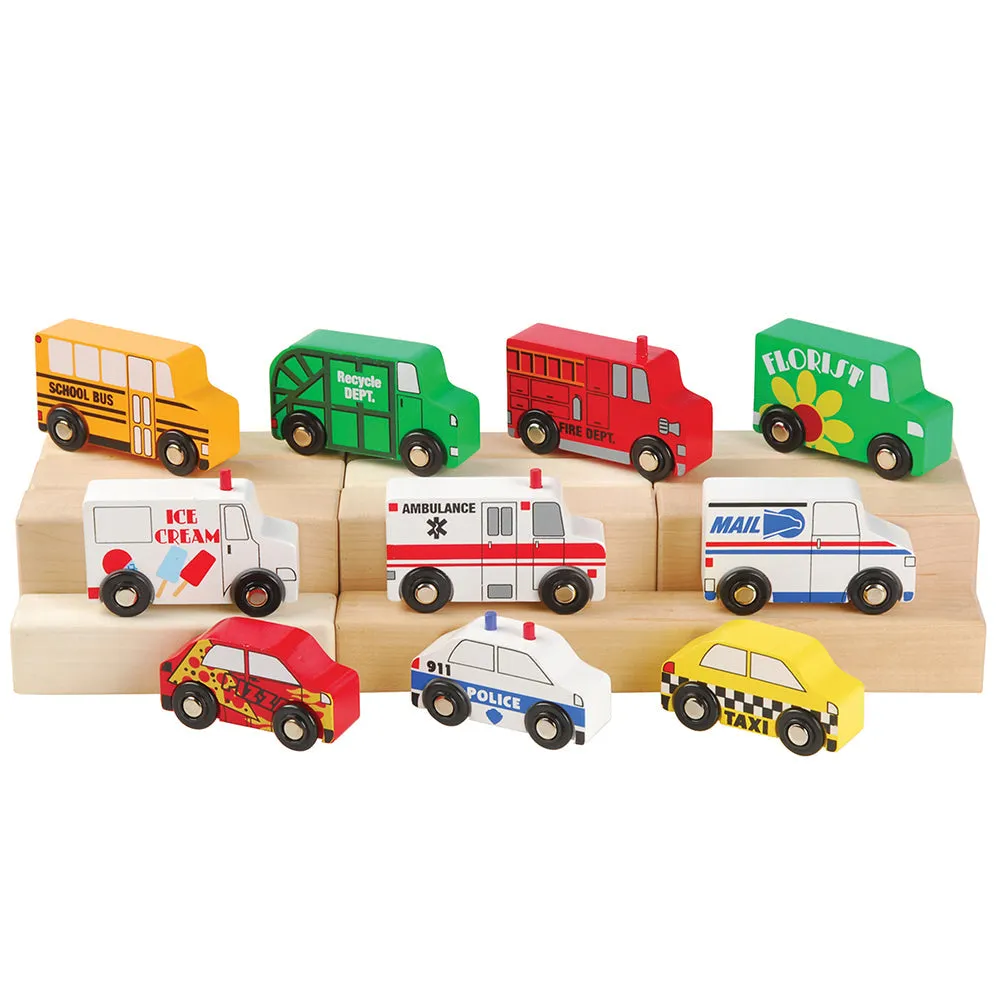 10-Piece Wooden Community Vehicle Set