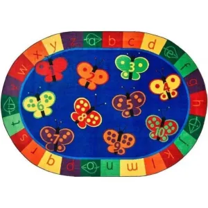 123 ABC Butterfly Learning Oval Rug