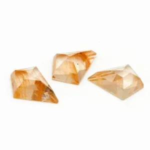 12x9mm Rutilated Quartz Rose Cut Kites - Heavy Rutile