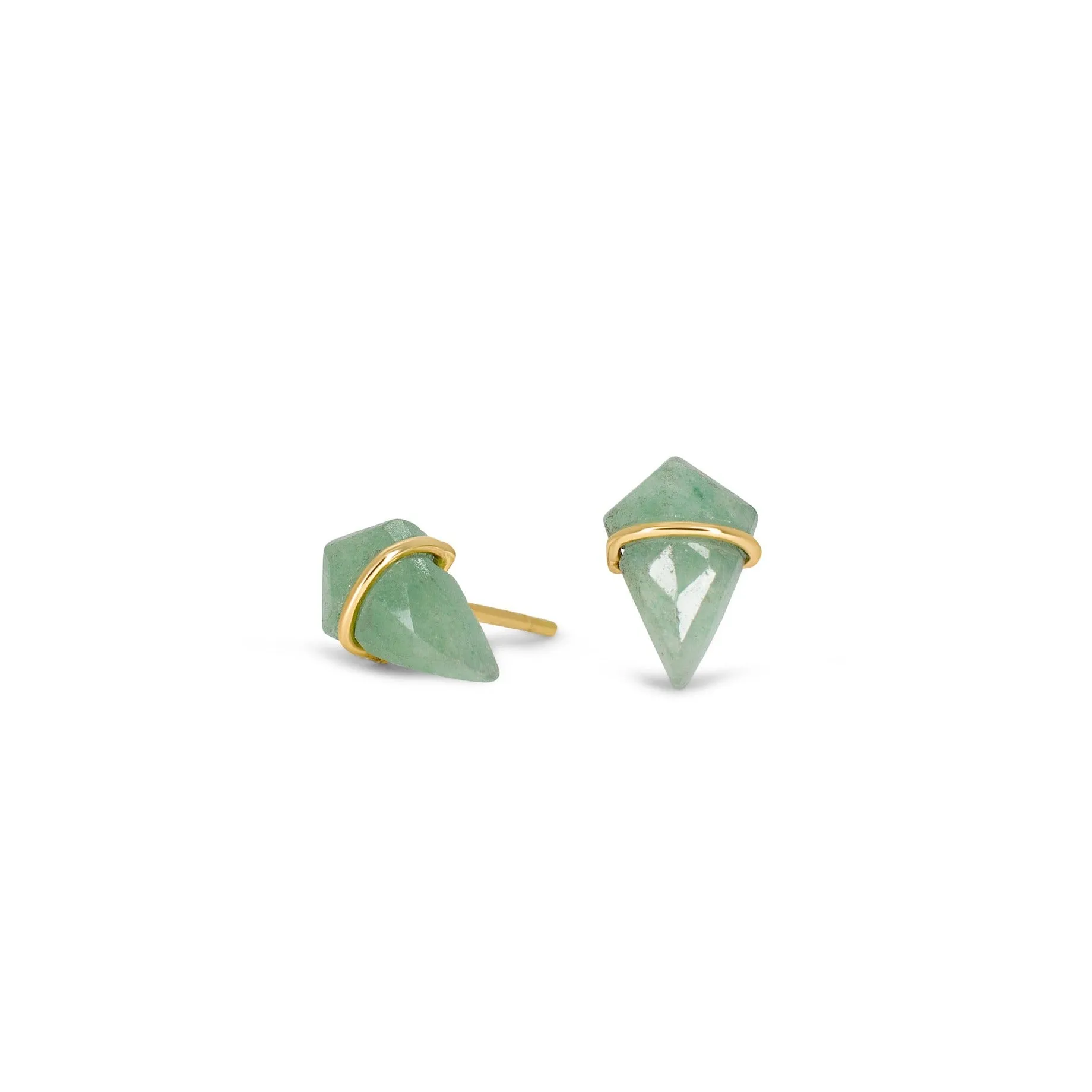 18K Kite Stud Earrings in Green Aventurine