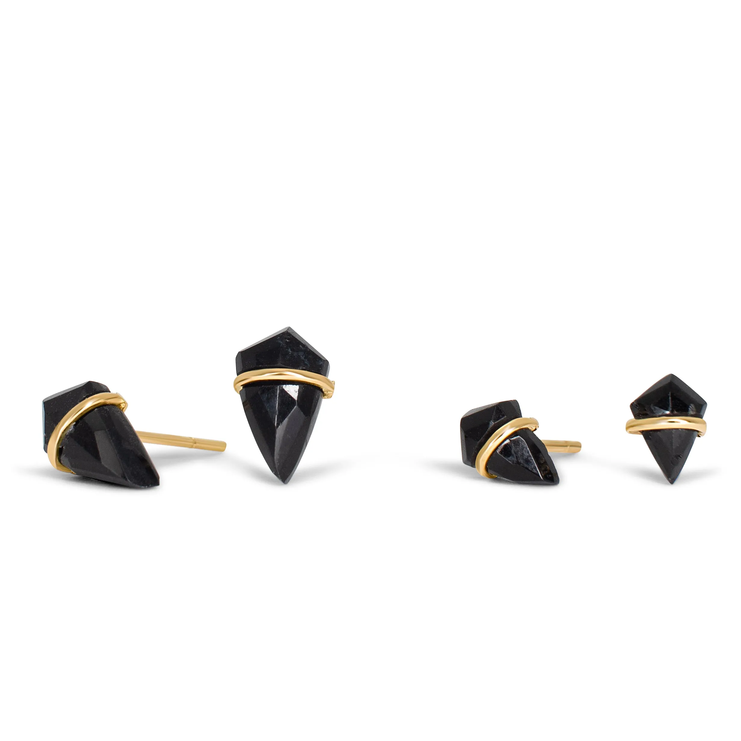 18K Kite Stud Earrings in Onyx