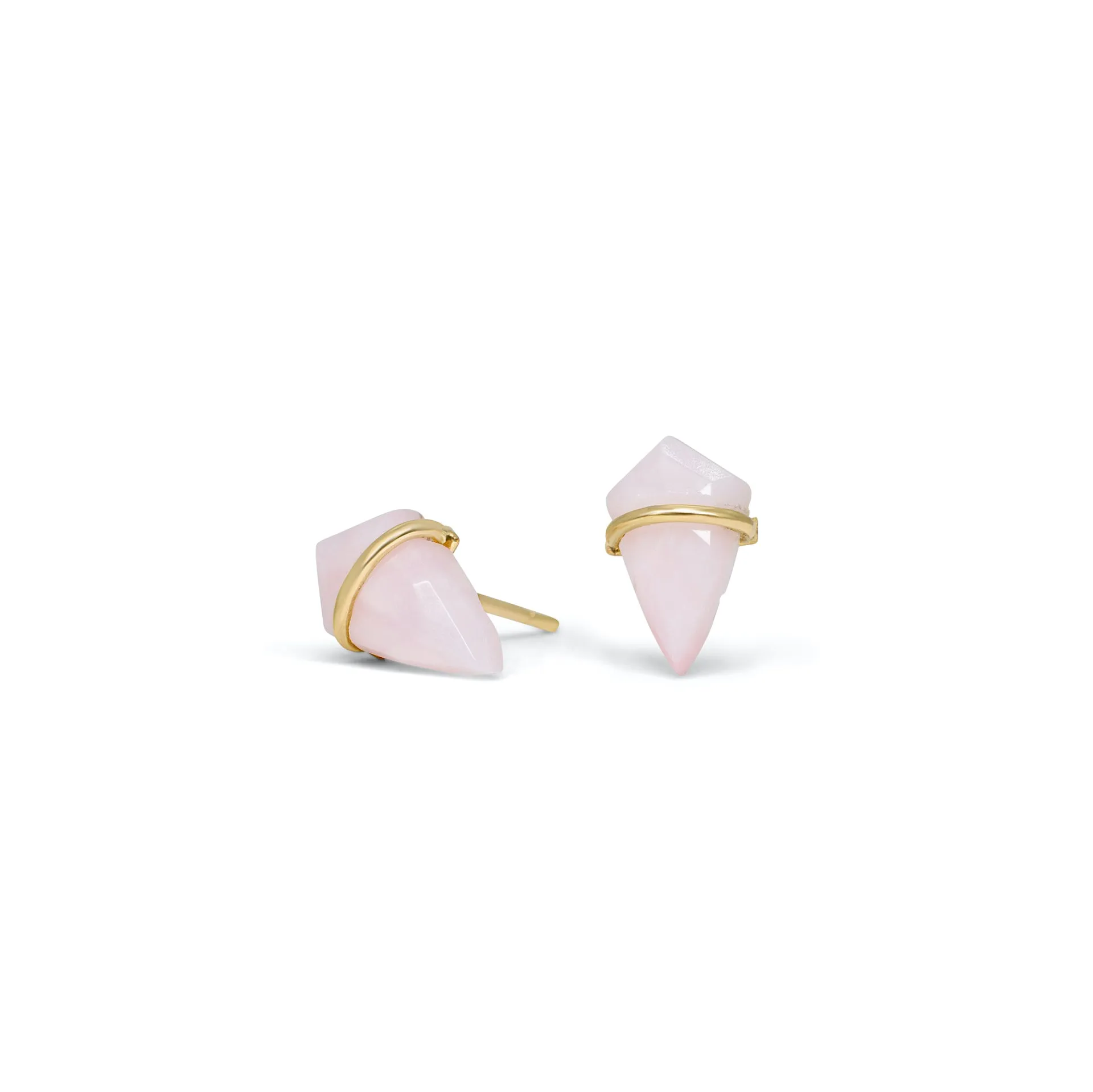 18K Kite Stud Earrings in Pink Opal