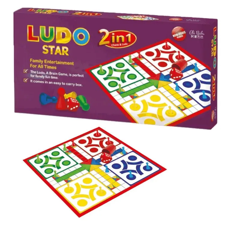 2-in-1 Ludo Star & Chess Board