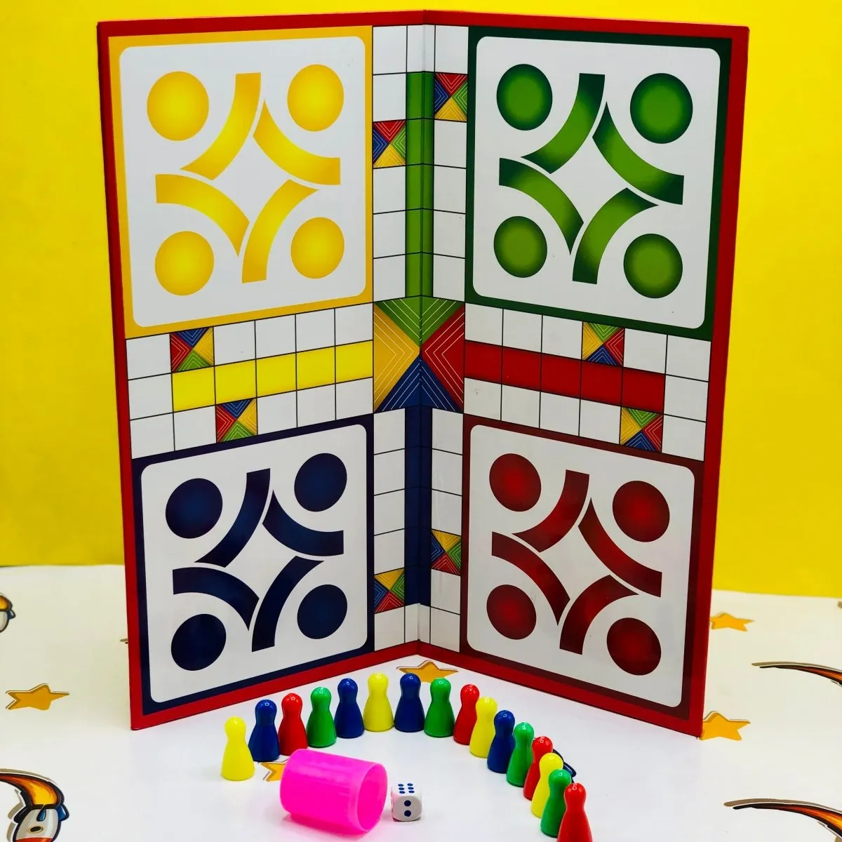 2-in-1 Ludo Star & Chess Board