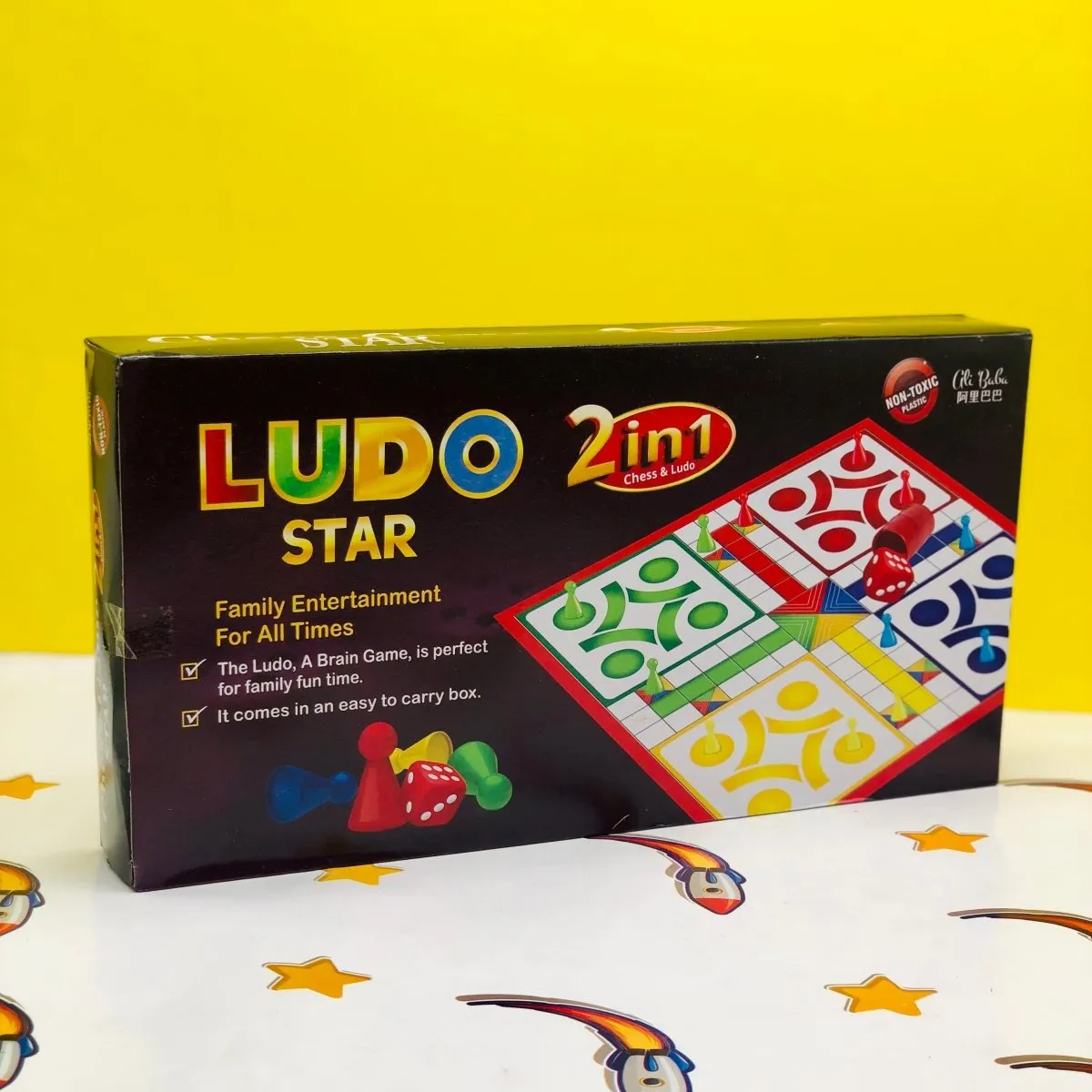 2-in-1 Ludo Star & Chess Board