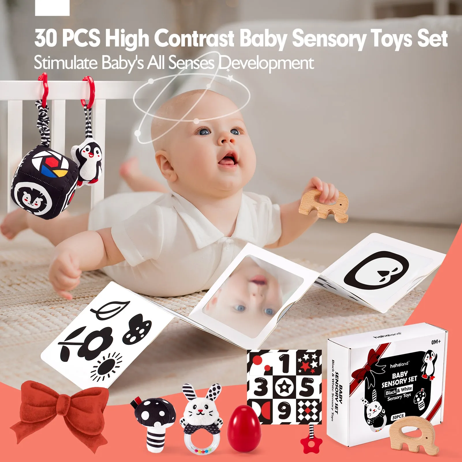 30 PCS Newborn Baby Sensory Toys 0-6 Months