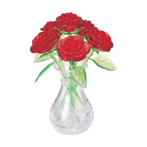 3D Crystal Puzzle - Roses in a Vase: 47 Pcs