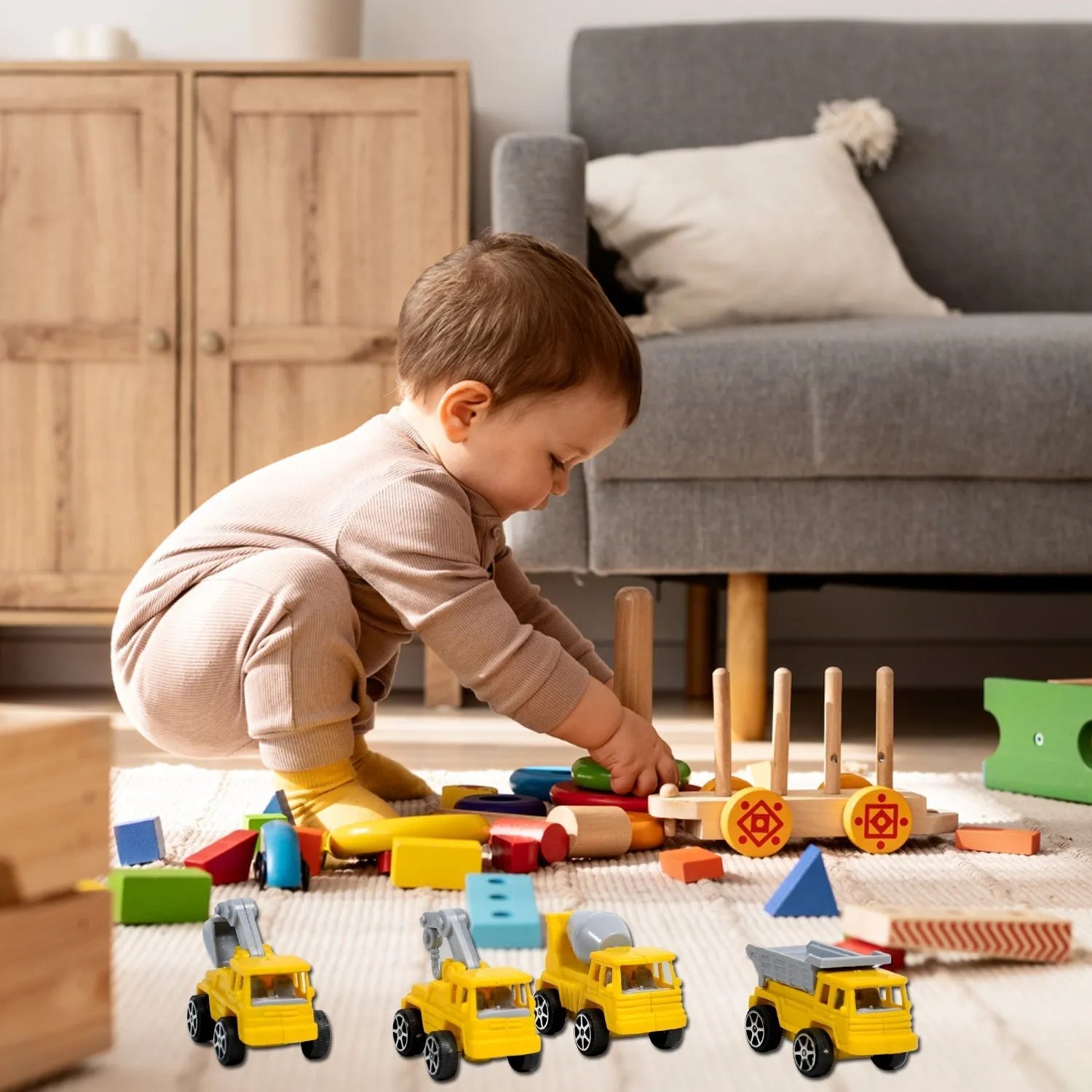 4512 Mini Construction Toy Construction Truck Toys Construction Vehicles Alloy Truck Head, Excavator Digger Bulldozer Crane Toy For Boy Girl Toddler Gifts