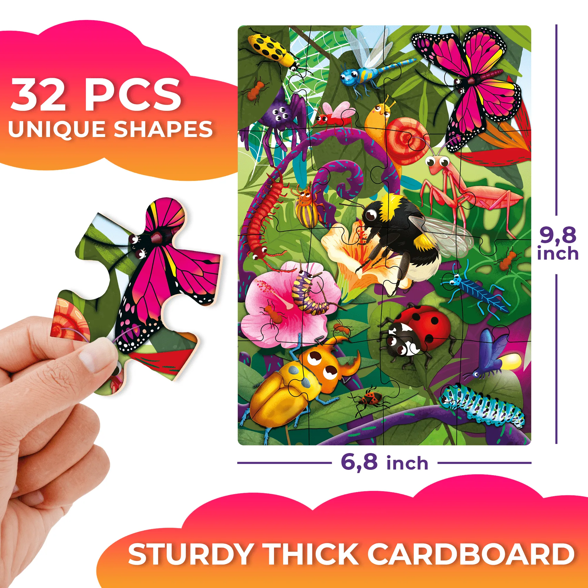 4x32 PCS Jigsaw Puzzles | Animals & Bugs