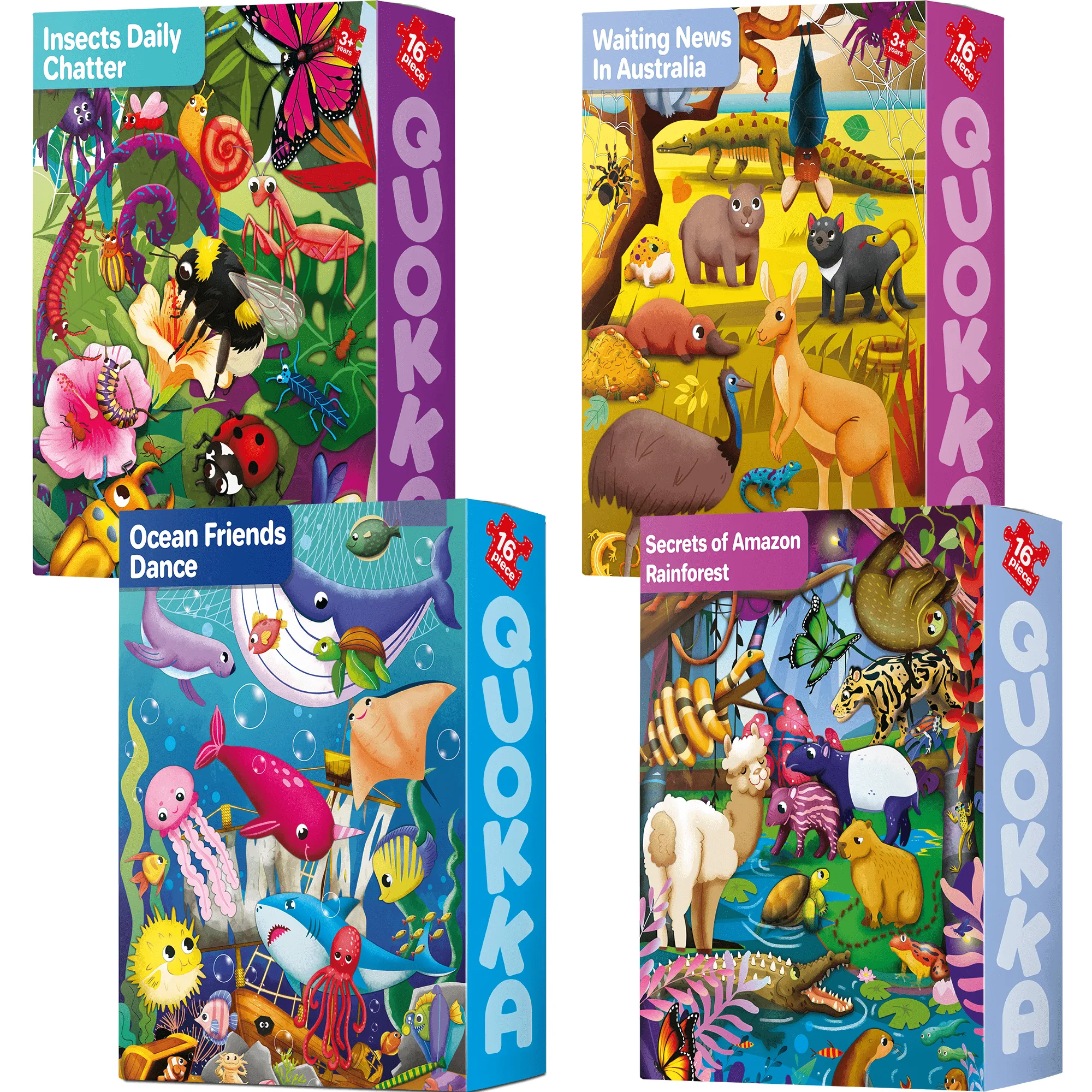 4x32 PCS Jigsaw Puzzles | Animals & Bugs