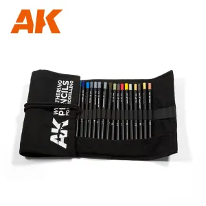 AK Interactive AK10048 Weathering Pencils Full Range Cloth Case