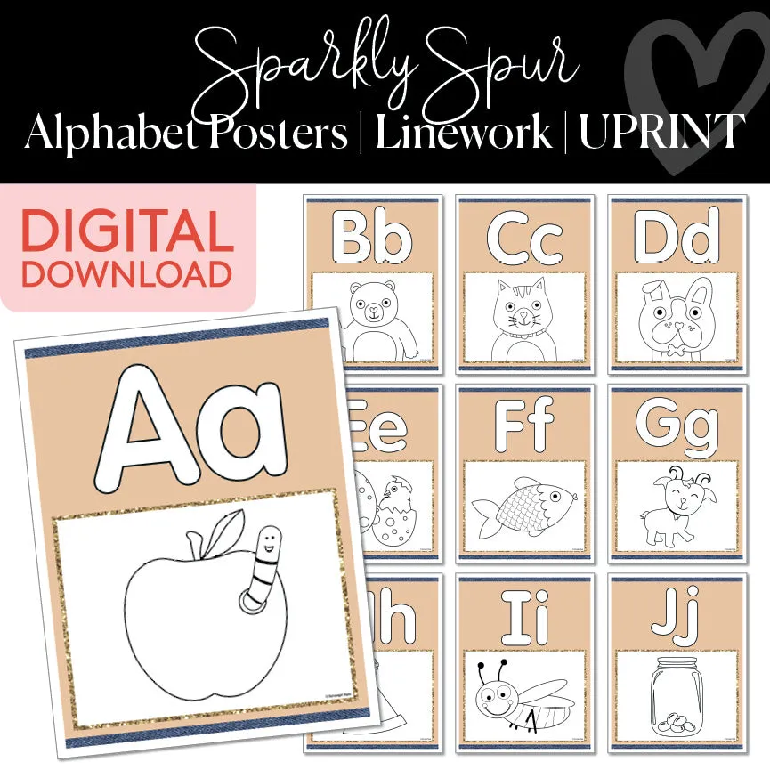 Alphabet Cards | Sparkly Spur | Printable Classroom Decor | Schoolgirl Style