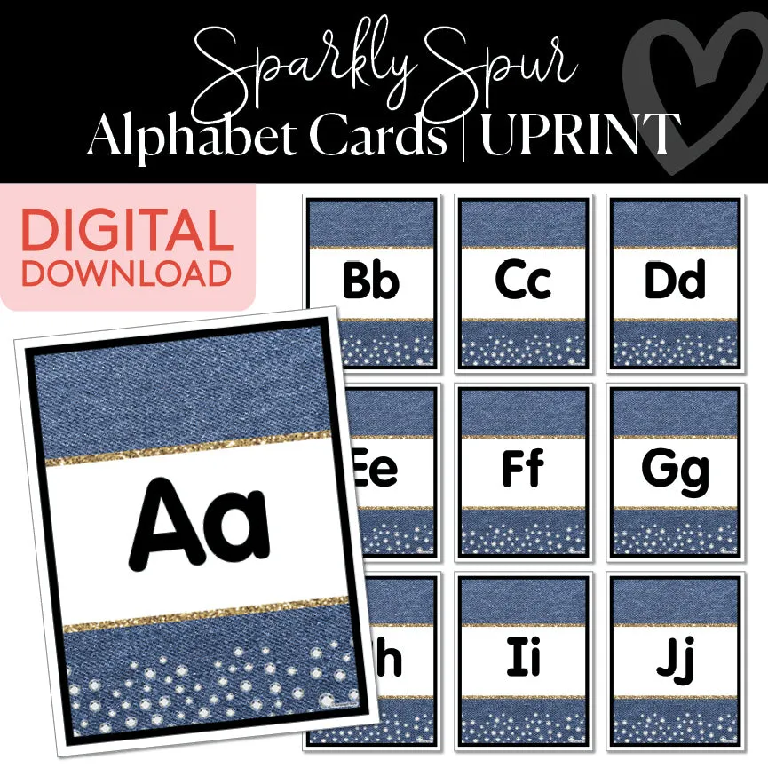 Alphabet Cards | Sparkly Spur | Printable Classroom Decor | Schoolgirl Style