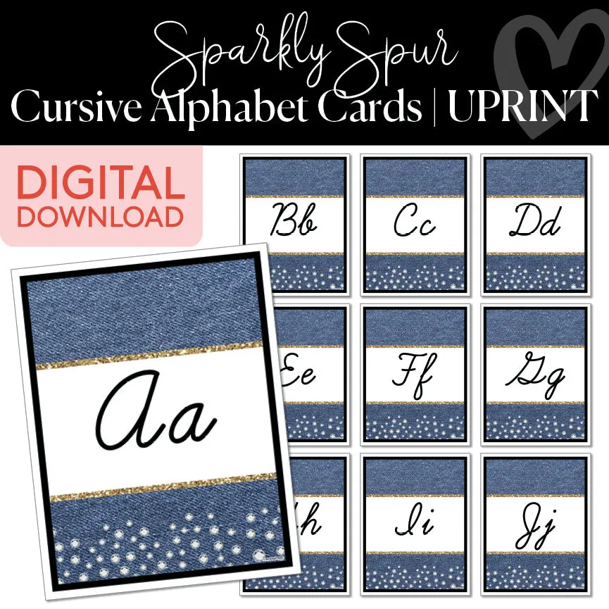 Alphabet Cards | Sparkly Spur | Printable Classroom Decor | Schoolgirl Style