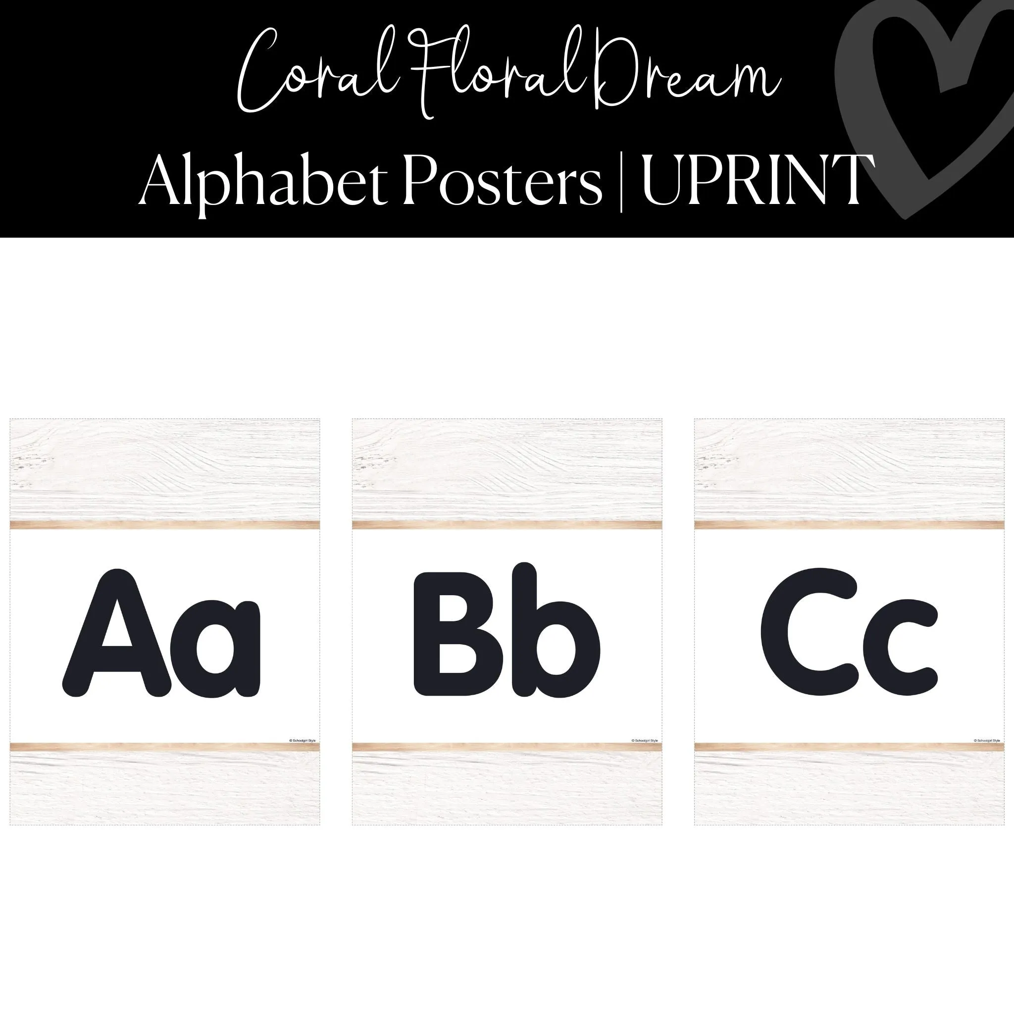 Alphabet Posters | Coral Classroom Decor | Coral Floral Dream |  UPRINT | Schoolgirl Style