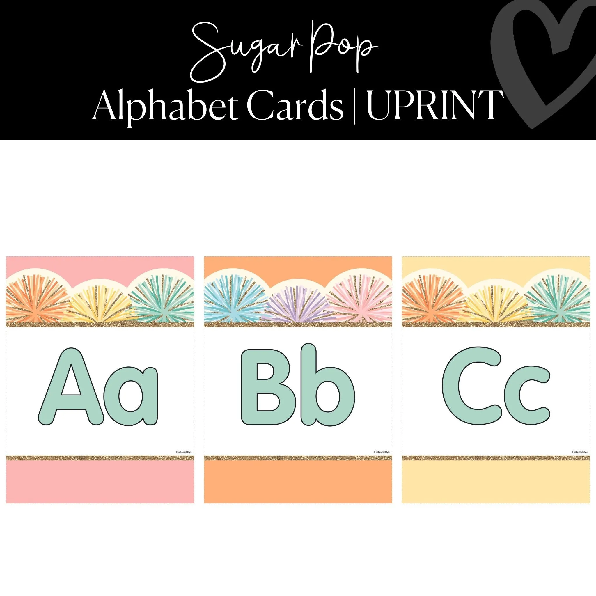 Alphabet Posters | Pastel Classroom Decor | UPRINT | Sugar Pop | Schoolgirl Style