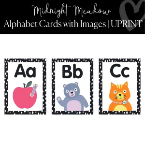 Alphabet Posters with Images | Floral Classroom Decor | UPRINT | Midnight Meadow | Schoolgirl Style