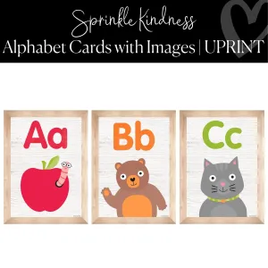 Alphabet Posters with Images | Rainbow Classroom Decor | Sprinkle Kindness |  UPRINT | Schoolgirl Style