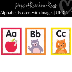 Alphabet Posters with Images | Rainbow Classroom Decor | UPRINT | Schoolgirl Style