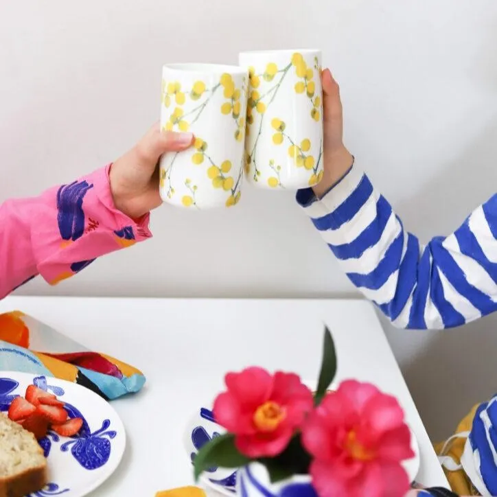 Angus & Celeste: Ceramic Tumblers Two Set Wattle Blossom