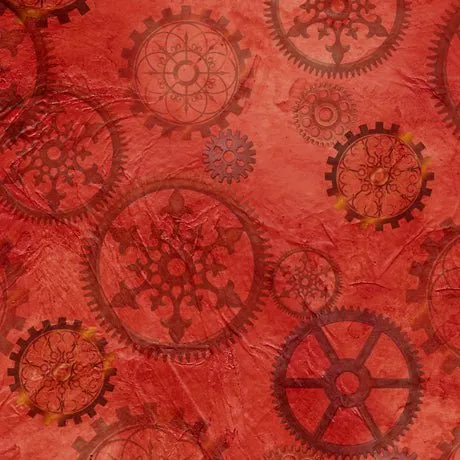 Aquatic Steampunkery Gears Fabric - Red