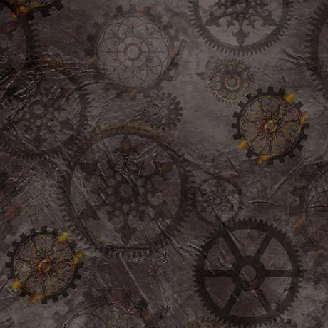 Aquatic Steampunkery Gears Fabric - Smoke