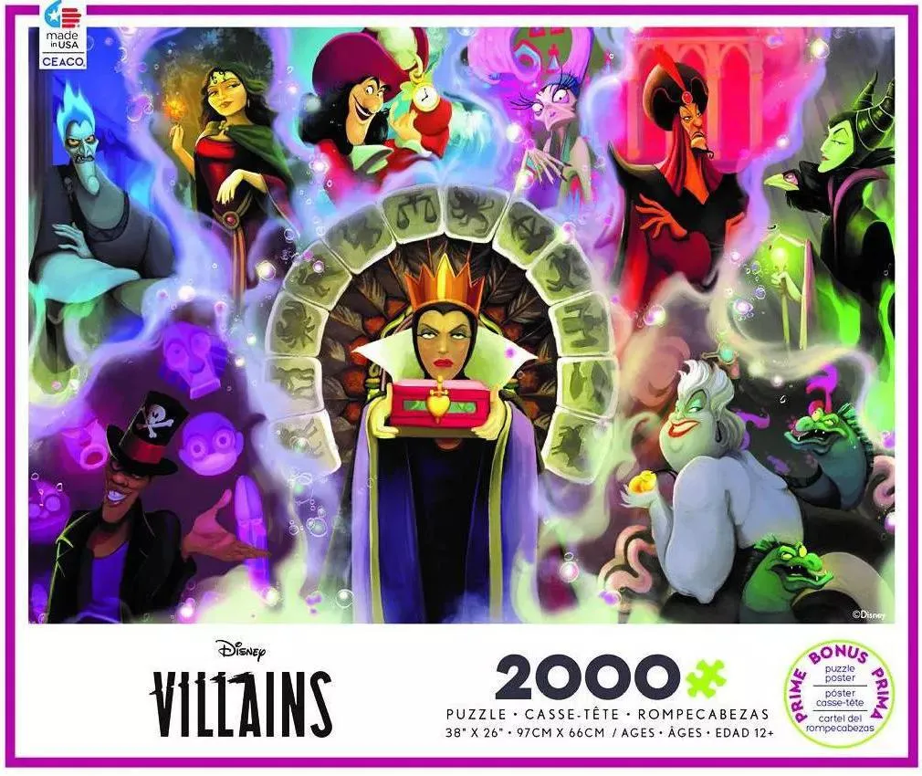 Ceaco Disney Villains 2 Jigsaw Puzzle, 2000 Pieces -  Included Bonus Puzzle Poster