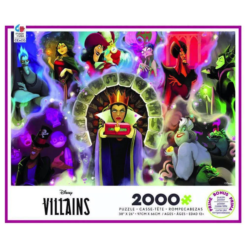 Ceaco Disney Villains 2 Jigsaw Puzzle, 2000 Pieces -  Included Bonus Puzzle Poster