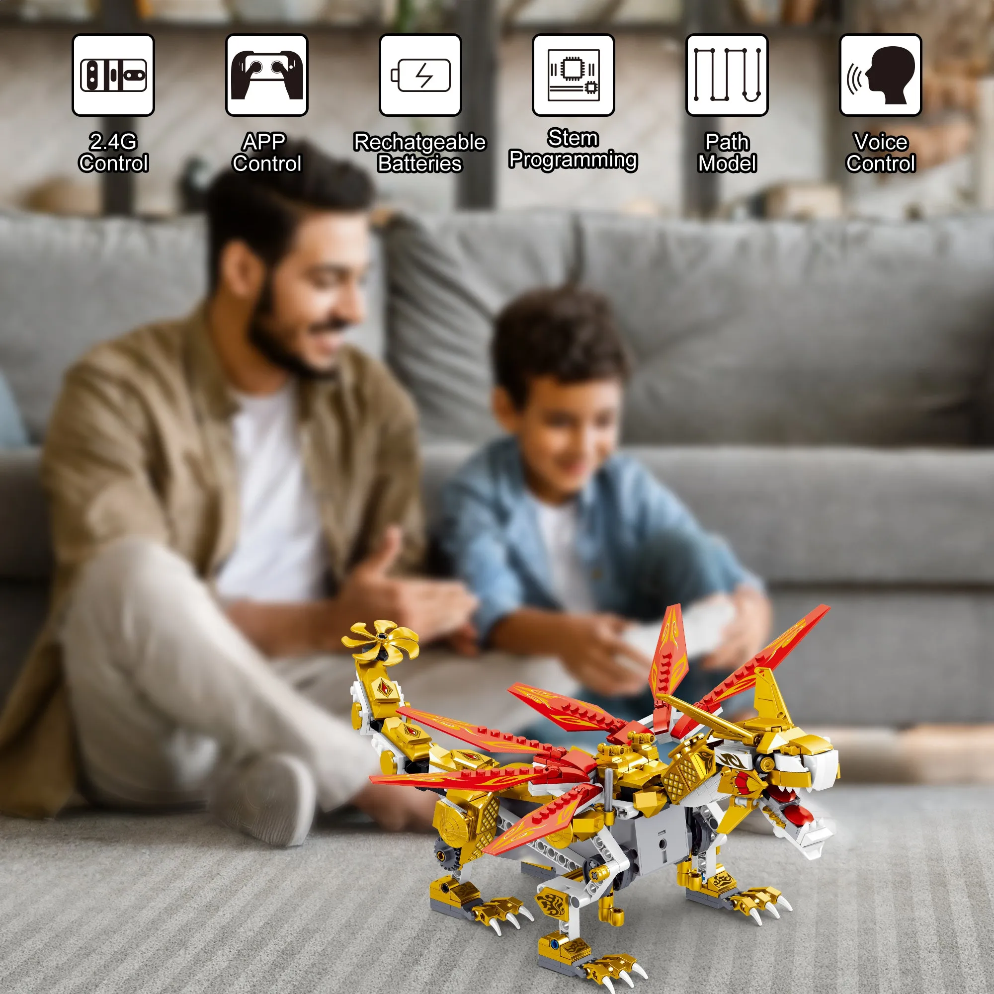 Dragon Building Toys (512PCS), Educational Christmas Birthday Gift idea for Kids Boys Girls 8-12-14, Remote Control & APP Programmable Coding Dragon Building Kit