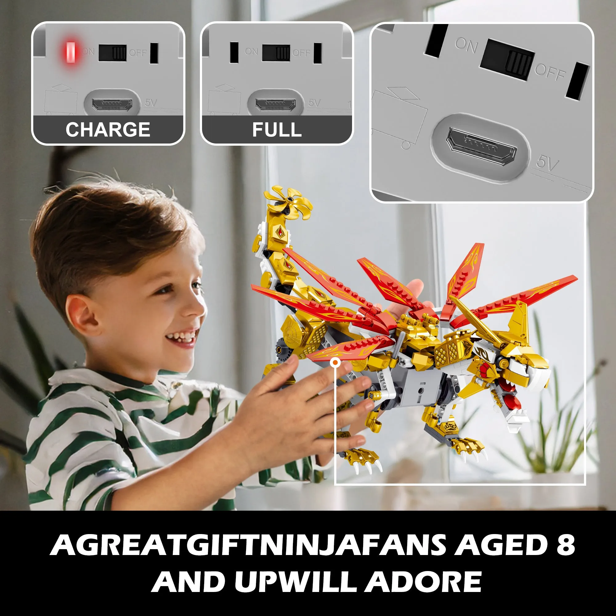 Dragon Building Toys (512PCS), Educational Christmas Birthday Gift idea for Kids Boys Girls 8-12-14, Remote Control & APP Programmable Coding Dragon Building Kit