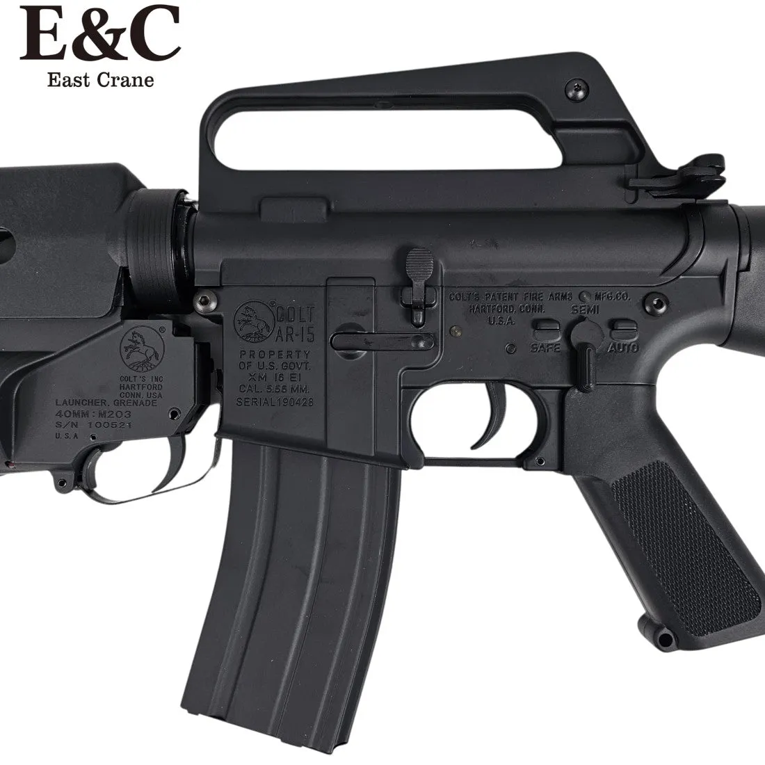 E&C M16 Gel Blaster with M203 Grenade Launcher – Black