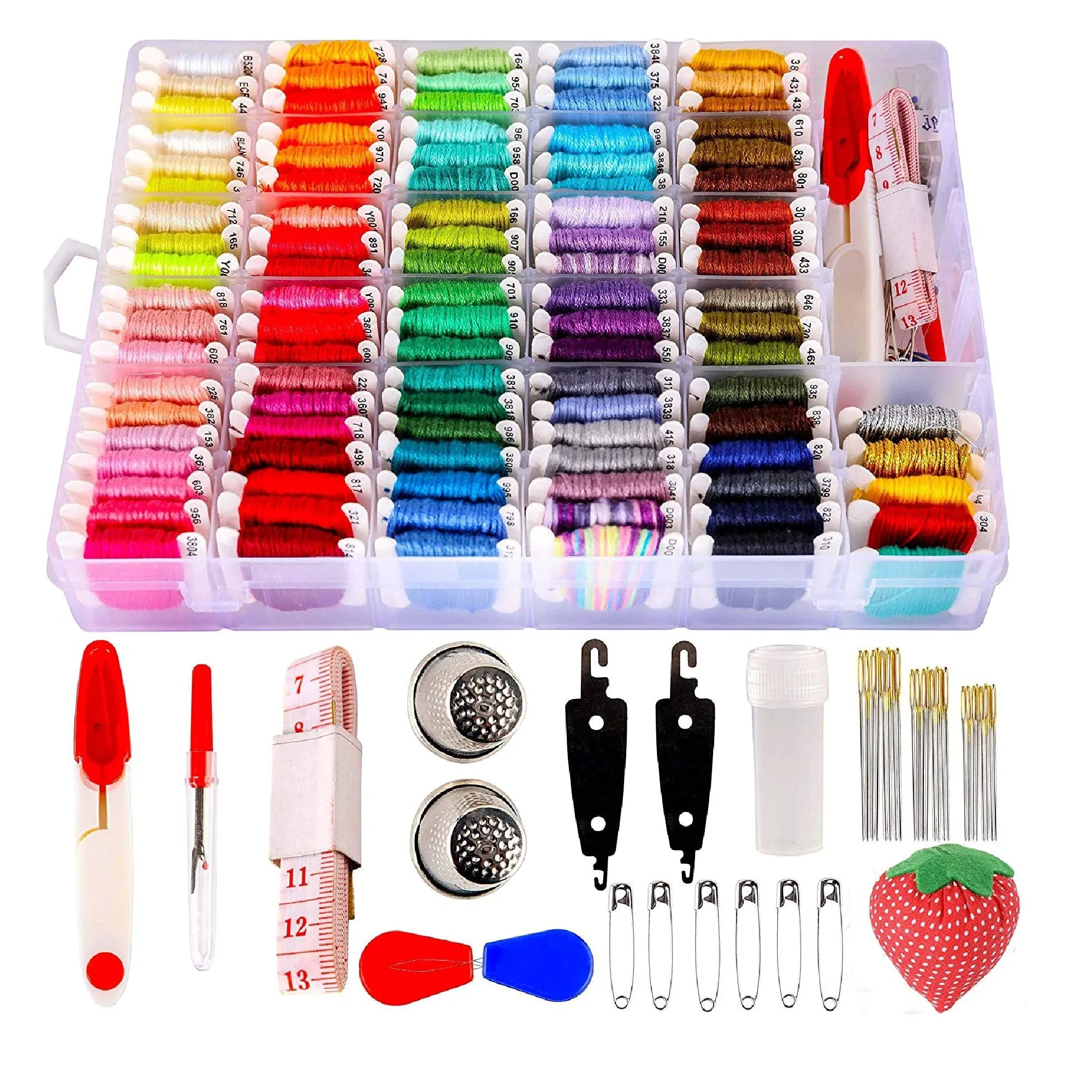 Embroidery Floss Cross Stitch Threads | Friendship Bracelet String Kit with Organizer Storage Box Included