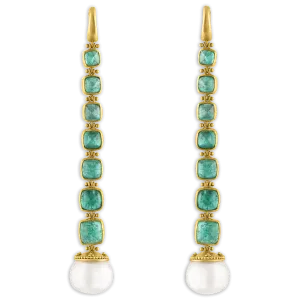 Emerald and South Sea Pearl Chime Earrings