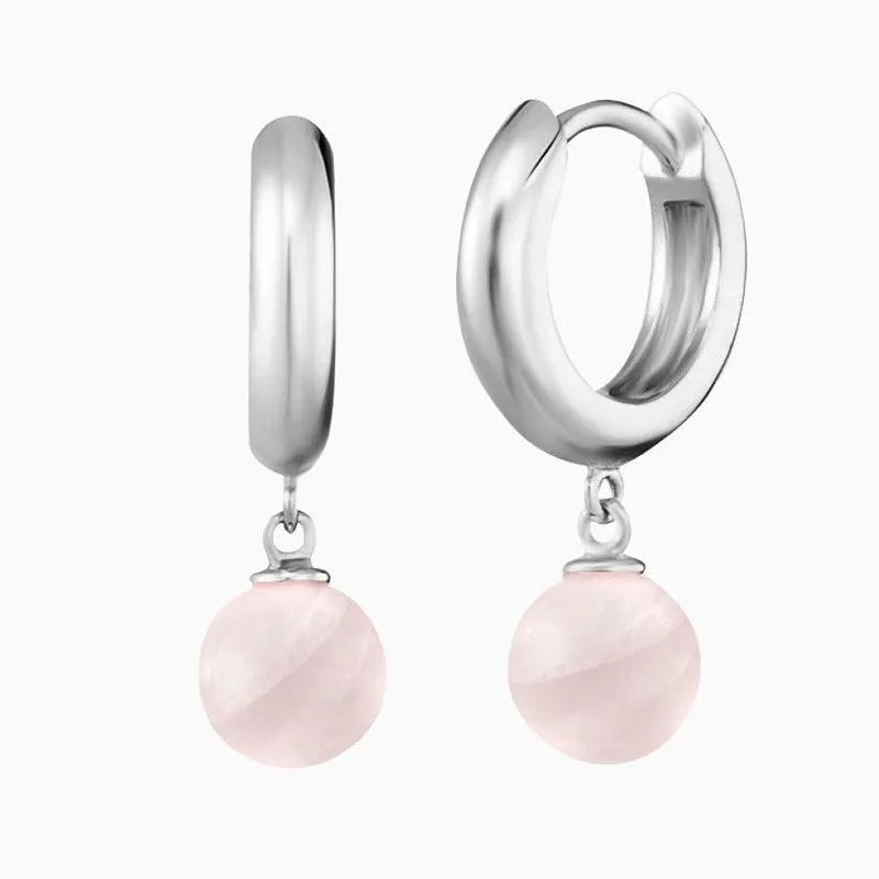 Engelsrufer Silver Rose Quartz Hoops