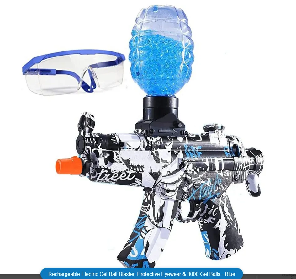 Gel Blaster, Protective Eyewear & 8000 Gel Balls - Rechargeable Electric Gel Ball Blaster