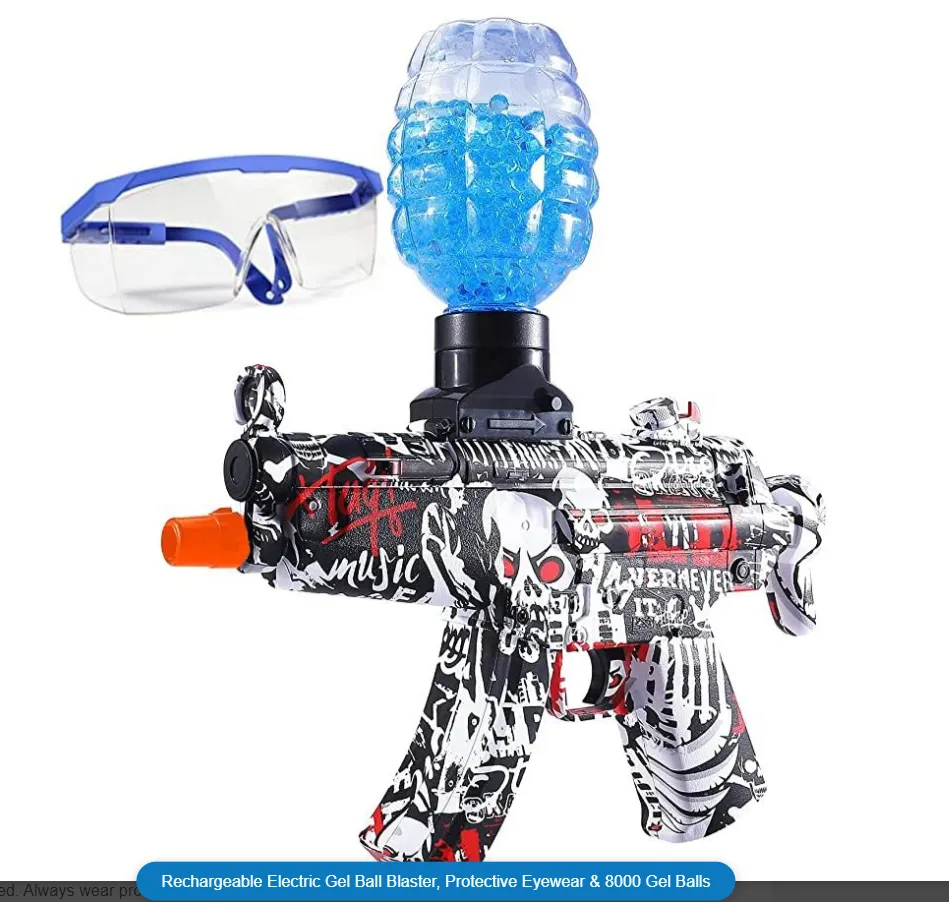 Gel Blaster, Protective Eyewear & 8000 Gel Balls - Rechargeable Electric Gel Ball Blaster