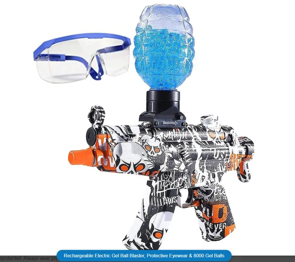 Gel Blaster, Protective Eyewear & 8000 Gel Balls - Rechargeable Electric Gel Ball Blaster