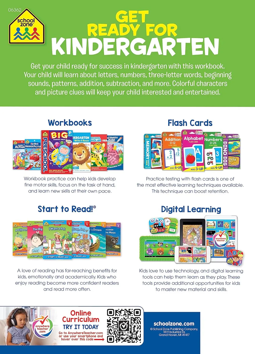 Get Ready for Kindergarten Workbook - Ages 5 to 6, Alphabet, ABCs, Letters, Tracing, Printing, Numbers 0-20, Early Math, Shapes, Patterns, Comparing, and More