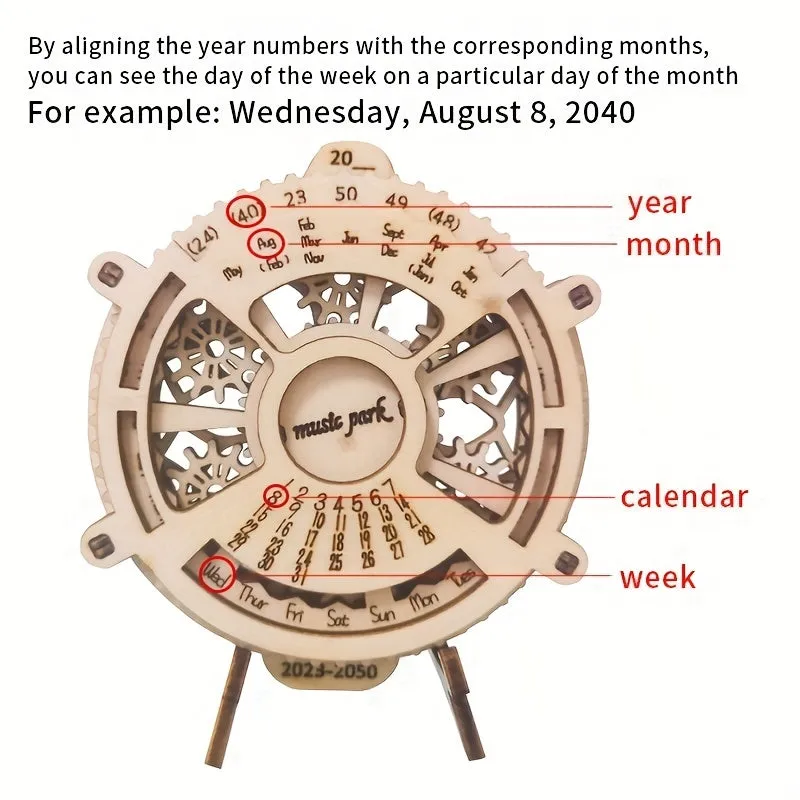 Handmade 3D Wooden Perpetual Calendar Puzzles Timeless Interactive Decor