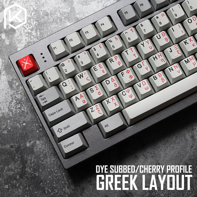 kprepublic 139 greek root font language letter Cherry profile Dye Sub Keycap PBT for gh60 xd60 xd84 cospad tada68 87 104 fc660