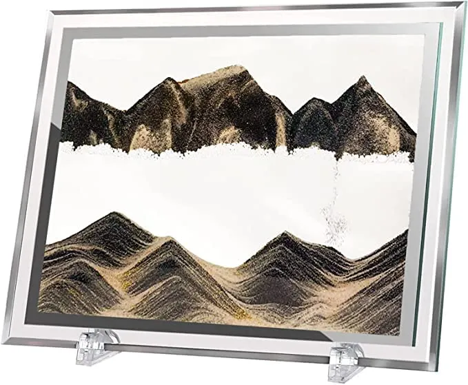 Kresal 3D Sandscape Moving Sand Picture Frame, Liquid Landscape Painting Glass Photo Desk Ornaments, Display Sand Motion Art Home Decor