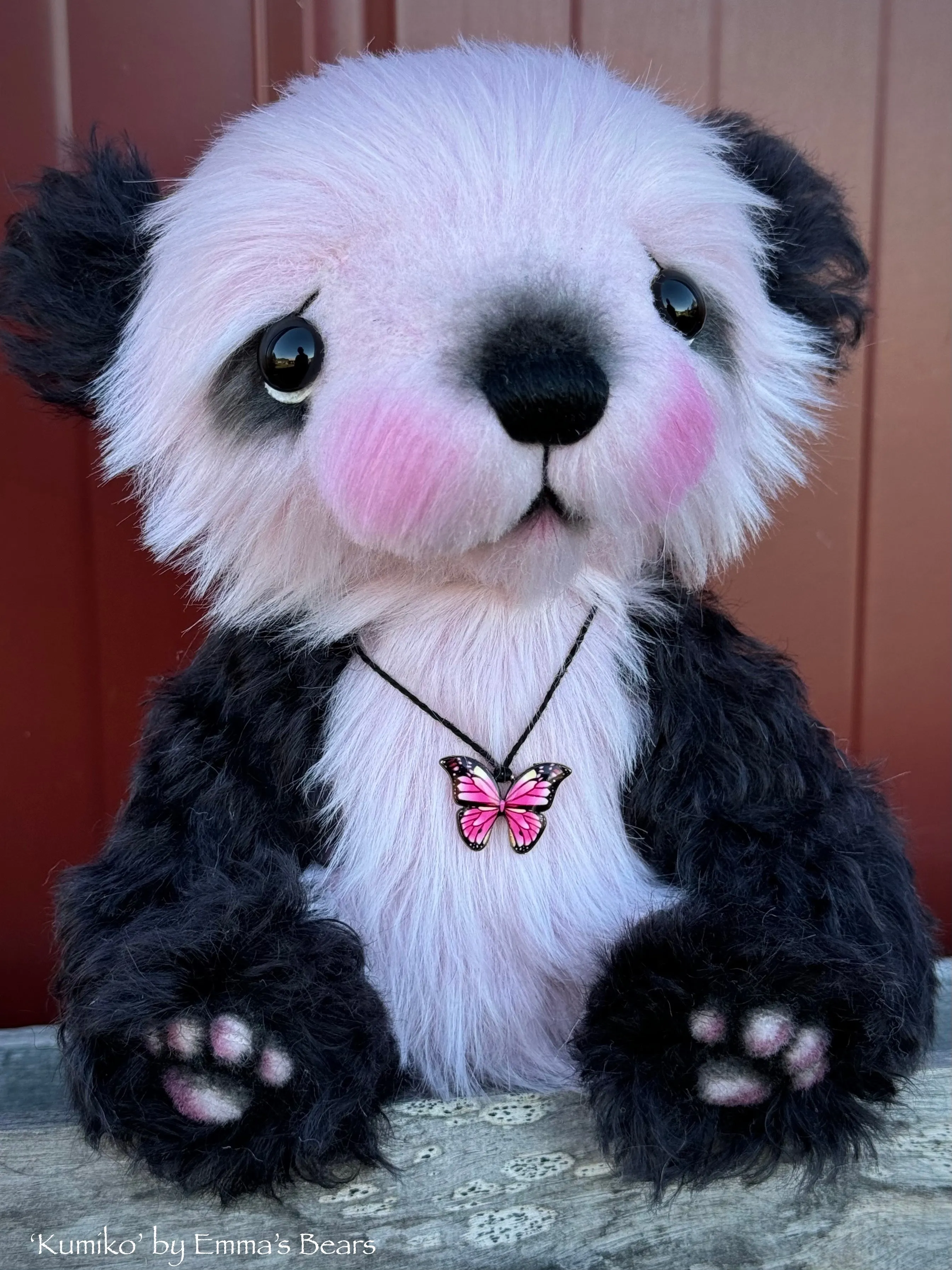 Kumiko - 7" Kid mohair and faux fur Artist Panda Bear by Emma's Bears - OOAK