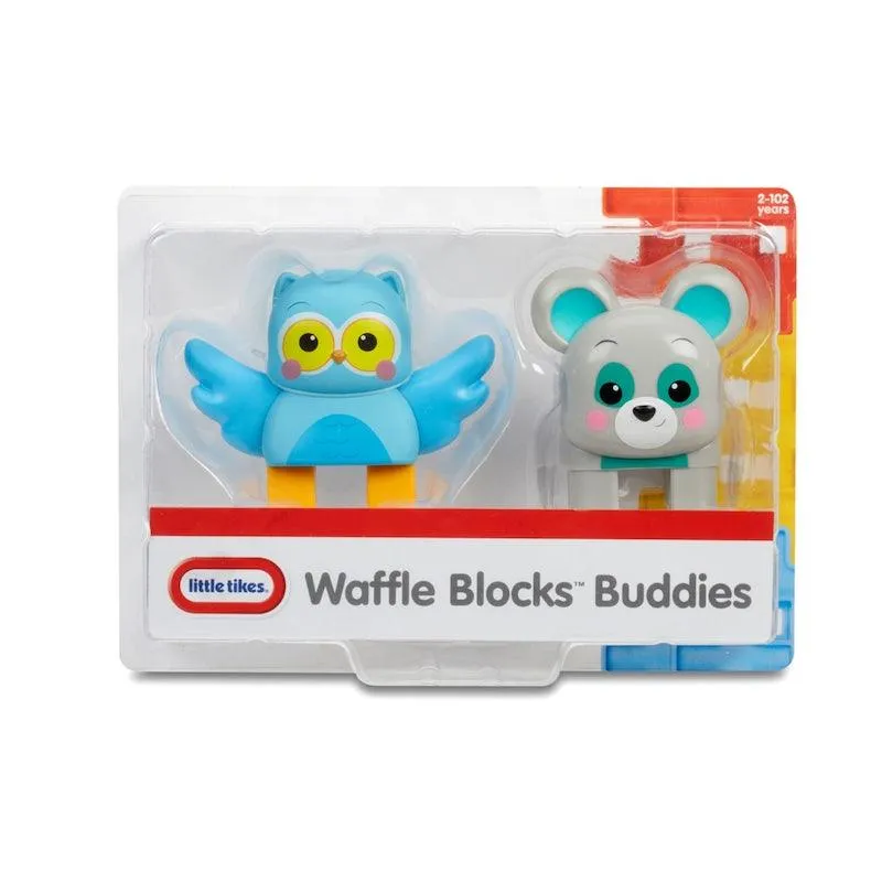 Little Tikes Waffle Blocks Double Figure Pack- Owl/Bear, Blue, Toys for Kids, 1 Year & Above, Activity, Kids Learning Toys