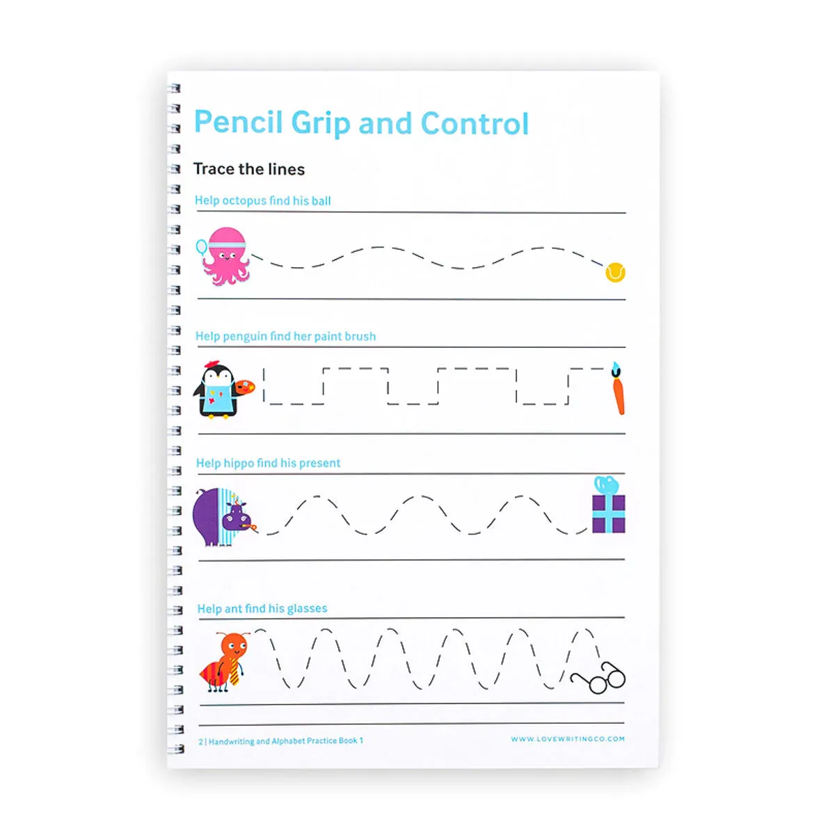 Love Writing Co. Handwriting and Alphabet Practice Book 2 & Pencils Kit Age 3-5