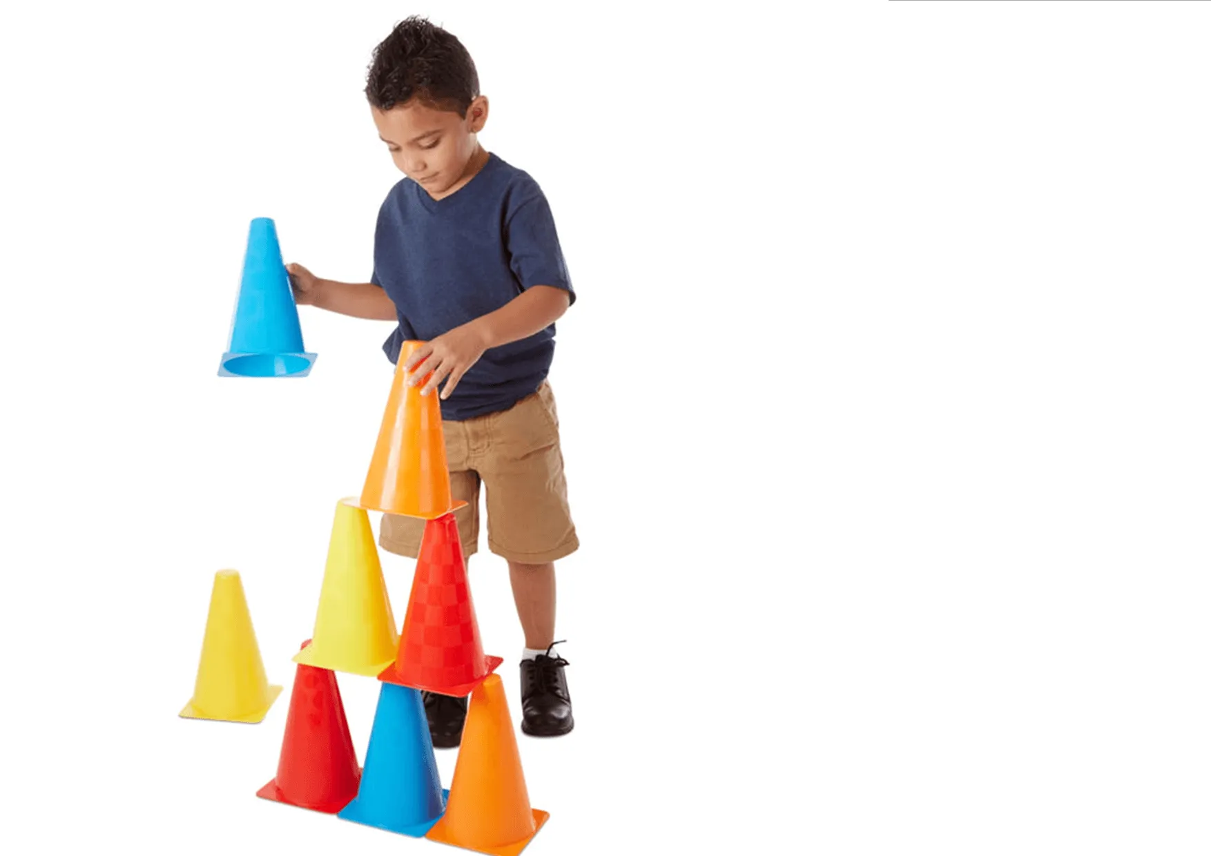 MELISSA & DOUG  Activity Cones 8 pieces: Durably built and cast in fade-resistant colors, these exciting little "construction cones" - 4004