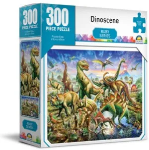 MJM Crown 300 Piece Puzzle Ruby Series Dinoscene