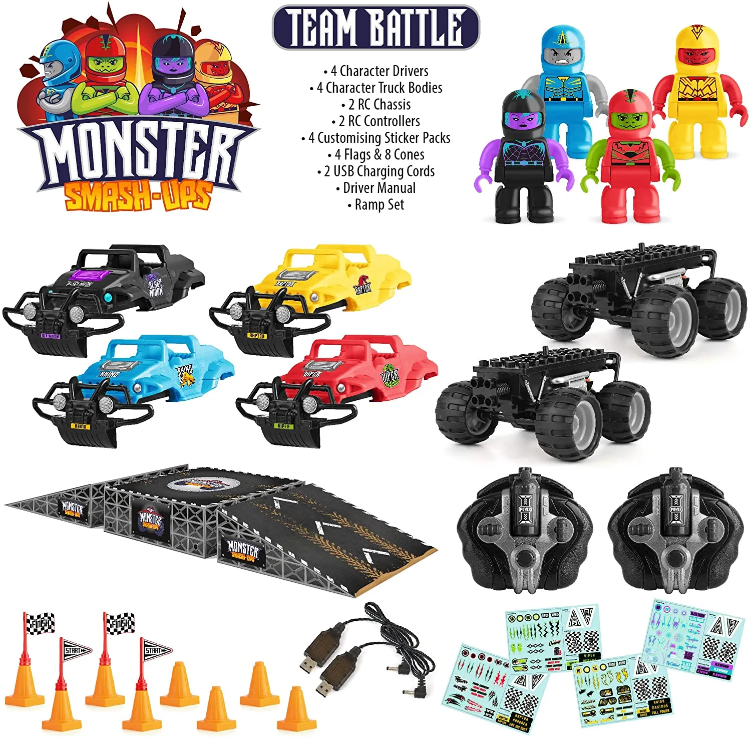 MSU Monster Smash Ups Remote Control Monster Truck With Accessories - Multicolor