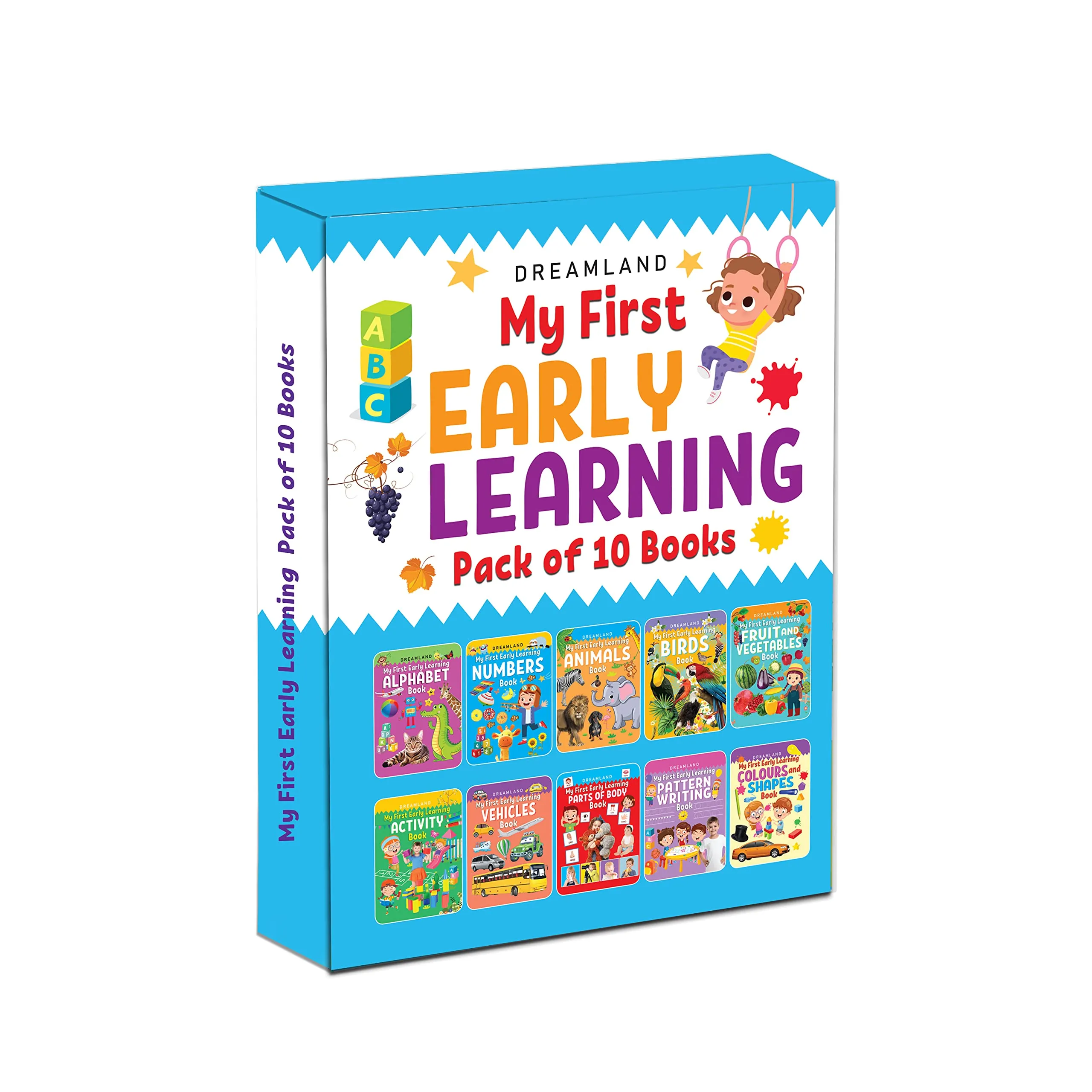 My First Early Learning - Pack of 10 Books - Alphabet, Numbers, Animals, Birds, Fruit and Vegetables, Vehicles, Parts of the Body, Colours and Shapes, Pattern Writing, Activity