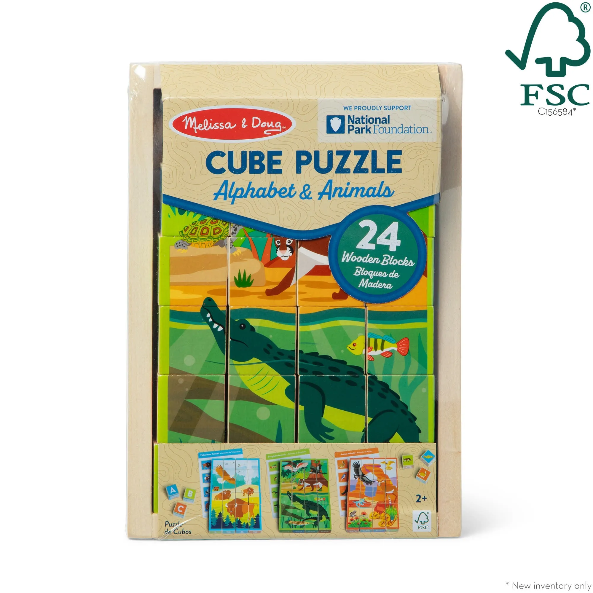 National Parks Alphabet & Animals Cube Puzzle – 24 Wooden Block Pieces